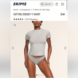 SKIMS cotton jersey t-shirt, color light grey, size M